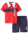 Peanut Buttons Boys 2-7 4-7 Polo Set with Navy Short