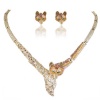 Gold-Tone Fox Necklace Earrings Brown Austrian Crystal
