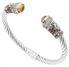 CleverEve Designer Series Sterling Silver Hinged Bangle Bracelet w/ Gem Designed Butterfly in Citrine, Peridot & Garnet
