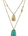 Kenneth Cole New York Semiprecious Turquoise and Gold Duo Pendant Necklace, 21