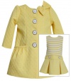 Bonnie Jean Baby Girls Yellow Jacquard Coat & Dress Set, Yellow, 3T