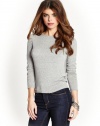 GUESS Women's Long-Sleeve Drape-Back Sweater, LIGHT HEATHER GREY (XS)
