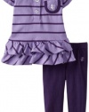 Izod Baby-Girls Infant 2 Piece Jersey Stripe Short Sleeve Tunic with Leggings, Purple, 12