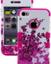 myLife (TM) Rose Pink - Spring Blossoms and Bees Series (3 Piece Protective) Hard and Soft Case for the iPhone 4/4S (4G) 4th Generation Touch Phone (Fitted Front and Back Solid Cover Case + Internal Silicone Gel Rubberized Tough Armor Skin + Lifetime Warr
