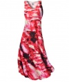 Sanctuarie Designs Women's /1xRed Black Fire Tye Dye Slinky V Neck Tank Plus Size Supersize Maxi Dress/1x/./