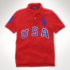 Ralph Lauren Boys Polo Short Sleeve USA Polo Shirt, Red, Large (14/16)