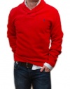 Polo Ralph Lauren Mens Pullover Shawl Collar Sweatshirt Sweater Red Navy Large