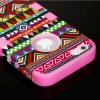 myLife (TM) Bubblegum Pink - Colorful Tribal Print Series (Neo Hypergrip Flex Gel) 3 Piece Case for iPhone 5/5S (5G) 5th Generation iTouch Smartphone by Apple (External 2 Piece Fitted On Hard Rubberized Plates + Internal Soft Silicone Easy Grip Bumper Gel