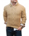 Polo Ralph Lauren Mens Shawl Cable Knit Lambswool Sweater Italy Camel Tan Brown