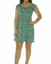 Be Bop Women's Geometric A Line Dress L Turquoise, Green, Black, White