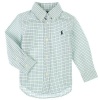 Ralph Lauren Boys 2-7 Plaid Long Sleeve Button Up Shirt 3T Blue, Green & White