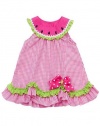 Rare Editions Baby-Girls Infant Fuchsia Pink Lime Watermelon Seersucker Dress, 6-9 Months