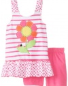 Young Hearts Baby-Girls Infant 2 Piece Flower Short Set, Pink, 18 Months