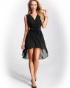 GUESS Women's Sleeveless High-Low Dress, JET BLACK (MEDIUM)