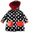 Wippette Girls Polka Dots Raincoat Jacket, Black, 3T