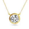 Solitaire CZ Pendant Necklace Gold Plated .925 Sterling Silver Round 6mm Cubic Zirconia
