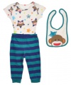 Baby Starters Monkey Galaxy 3-Piece Outfit - teal, 9 months