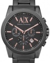 Armani AX Exchange Chronograph Grey Dial Gunmetal Ion-plated Mens Watch