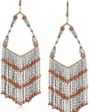 Dana Kellin Dramatic Two Tone Fringe with Indian Pink Crystal Detail Drop Earrings