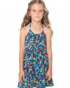 American Apparel Printed Kids Nylon Tricot Skater Dress - Multi Flower Watercolor / 6 Years