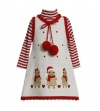 Bonnie Jean Baby Girls Gingerbread Holiday Jumper Dress Set, Red, 6