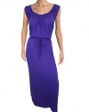 Tahari Woman Maxi Dress 2X Plus Purple Sleeveless Tie Belt