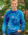 Tie-Dye 5.4 oz., 100% Cotton Long-Sleeve Tie-Dyed T-Shirt - BLUE JERRY - S