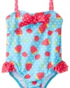 Pink Platinum Baby-Girls Infant Strawberry One Piece, Turquoise, 18 Months