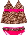 Pink Platinum Infant Baby-Girls Swimwear Leopard Print 2Pc Tankini Swimsuit, Brown 12M