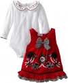 Nannette Baby-Girls Newborn 2 Piece Corduroy Heart Jumper Set, Red, 6-9 Months
