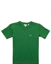 Lacoste Toddler Boy V Neck Tee Shirt, Size 4 (Kiwi Green)