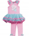 Rare Editions Toddler Girls Pink Ice Cream Cone Tutu Legging Set-3 Toddler