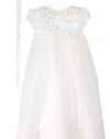 Jayne Copeland Baby-Girls Newborn Christening Basket Weave Ribbon Dress, White, 3 Months