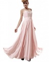 Kingmalls Womens Pink Transparency Sleeveless Corset Beads Prom Gowns (Medium)