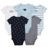 Carter's Baby Boys 5-pack Short Sleeve Bodysuit Set (Preemie-24M) (6 Months, Blue)