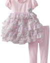 Nannette Baby-girls Infant 2 Piece Bow Pattern Dress And Legging, Pink, 18 Months