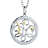Ze Sterling Silver 18k Yellow Gold Diamond Tree of Life Pendant. 18