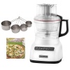 KitchenAid KFP0922WH KFP0922 9-Cup Food Processor in White + Stainless Measuring Cup Set + Cooking Book