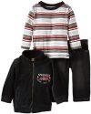 Kids Headquarters Baby-boys Infant Jacket with Stripes Tee and Jeans, Black, 24 Months