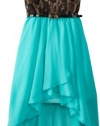 Ruby Rox Girls 7-16 Belted High Low Dress, Turquoise/Royal, Medium