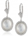 Badgley Mischka Fine Jewelry Sterling Silver Mother of Pearl Doublet with White Diamond Earrings