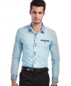 Men's Long Sleeve Striped Collar Color Button Dress Shirt LM-6653