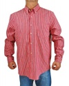 Club Room Men`s Shirt Slim Fit Finsbury Stripe Oxford Woven Shirt Red 2XL