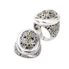 925 Silver Oval Filigree Swirl Ring with 18k Gold Accents- Sizes 6-8
