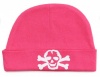 Crazy Baby Clothing White Scribble Skull Baby Beanie in Color Fuschia