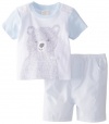 ABSORBA Baby-Boys Newborn Love Bear Short Set, White/Blue, 6-9 Months
