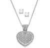 Charter Club Jewelry Set, Silver-Tone Heart Pendant and CZ Stud Earring Set