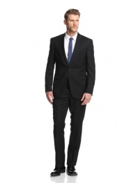 Kenneth Cole New York Men's Slim Fit 2 Button Side Vent Solid Suit, Black, 42 Short