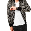 Men Fashion Long Sleeve Leopard Prints Zip Up Casual Jacket