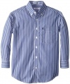 Izod Boys 8-20 Long Sleeve Stripe Woven, Blue, Medium